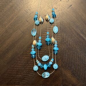 Charming Charlie Blue/Gold 3 Layer Necklace